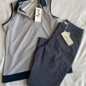 Lady Hagen Navy and White Geometric Polo and Pants Set, Golf